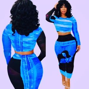 2pc Sheer Mesh Skirt Set